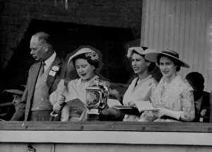Lady Elizabeth Bowes Prints: Royal Family With The Hunt Cup -- Seen with the Hunt Cup in the Royal Box at Ascot this afternoon