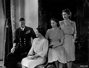 1948 Prints: The Royal House of Windsor - Their Majesties the King and Queen with Princess Margaret