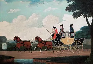 Group Of People Prints: The Royal Mail Coach, London To Birmingham 18th Century John Cordrey (18th C- British) King Street Galleries