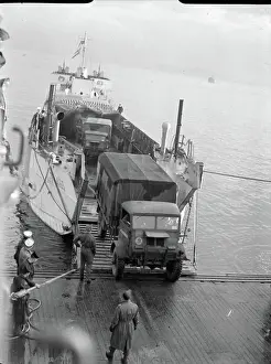 World War Prints: The Royal Navy during the Second World War Landing craft tank (Mark 3) (LCT 465) secured