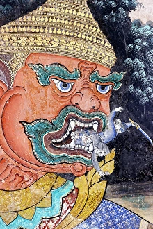 Khmer Prints: Royal palace complex. Murals of scenes from the Khmer (Reamker) version of the classic Indian epic Ramayana