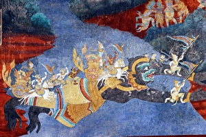 Khmer Prints: Royal palace complex. Murals of scenes from the Khmer (Reamker) version of the classic Indian epic Ramayana