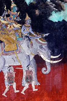 Khmer Prints: Royal palace complex. Murals of scenes from the Khmer (Reamker) version of the classic Indian epic Ramayana