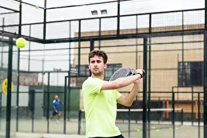 Erwachsene Prints: rückschlagspiel, rückhand, padel-tennis