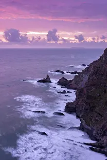 Seascape Prints: The rugged coastline at Hartland Quay from the top of Warren Cliff on the North Devon Coast Area of Outstanding Natural