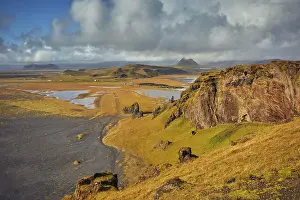 Iceland Prints: A rugged rocky and watery landscape around Dyrholaey Island