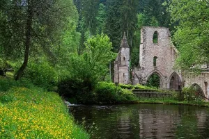Mystery Prints: Ruins of Allerheiligen monastery at a pond