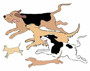 Mixed Prints: Running Dogs, Linda Braucht (b.20th C./American), Computer graphics