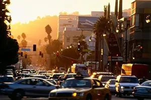 Smog Prints: Rush Hour on Hollywood Boulevard, Hollywood, L.A. Los Angeles, California, USA