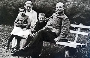 Ussr Prints: Russian Communist leader, Vladimir Lenin with his wife Nadezhda Krupskaya