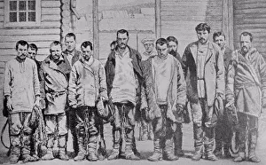 Siberia Prints: Russian criminals transferred to prison camps in Siberia; Tsarist Russia 1910