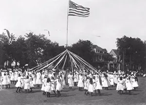 Rope Prints: Sacramento, California: c. 1895 A Maypole dance at a school's May Day celebration
