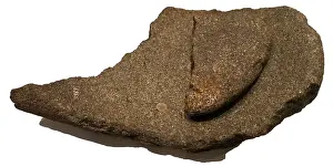 Vegetable Prints: Saddle quern with rubbing stone used for grinding corn. From Wales. Dated 6th Century BC