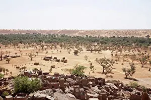 West Africa Prints: Sahel landscape as seen from the Bandiagara Escarpment in Irelli, Mali