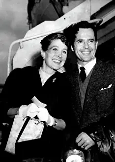 Actress Prints: Sailing In -- Together again, Larry Parks went to Southampton to meet his actress wife