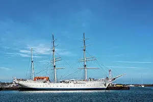 Sailboat Prints: A sailing ship in the harbour of Stralsund