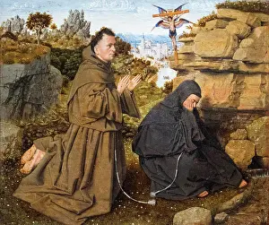 Adult Sonly Prints: Saint Francis of Assisi Receiving the Stigmata 1430-32 Oil on vellonel; mounted on panel artist unkown