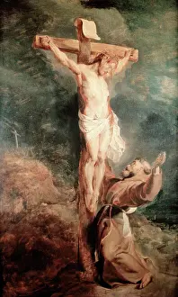 17th Prints: Saint Francis Before the Crucified Christ Peter Paul Rubens (1577-1640/Flemish)