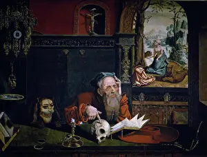Contemplating Prints: Saint Jerome in Meditation by Quinten Metsys I, (Circa 1465-1530), Private Collection