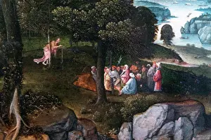 Medium Group Of People Prints: 'Saint John the Baptist Preaching 1515-18 Oil on panel by Joachim Patinir