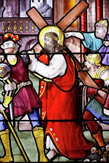 Normandy Prints: Saint Leonard church. Stained glass