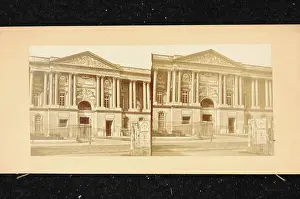 Composition Prints: Salt paper photograph of the Louvre in Paris showing the middle risalite of the East facade with colonnades