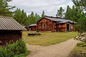 Finland Prints: Sami log buildings at the open-air section of Siida Museum in Inari
