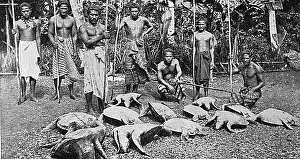Australasia Prints: Samoan turtle hunters