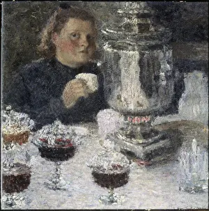 Contemplating Prints: At the Samovar by Igor Grabar, 1911, 1871-1960, Russia, Moscow, Tretyakov Gallery