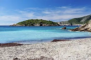 Exterior Photograph Prints: Sandy beach of Sant Elm with a turquoise sea