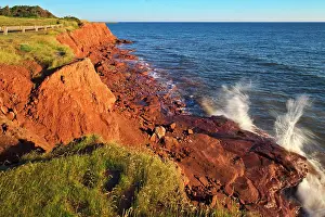 Maritime Prints: Sandy shoreline and red bluffs along the Northumberland Strait East Point Prince Edward Island Canada