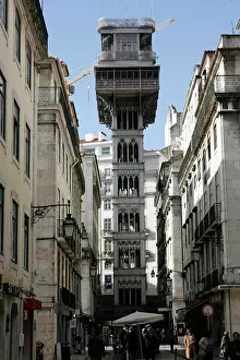 Urban Scene Prints: Santa Justa elevator designed by Raoul Mesnier du Ponsard (LISBONNE, Portugal)