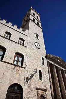 Assisi Prints: Santa Maria sopra Minerva and Temple of Minerva, Assisi, Umbria, Italy, Europe