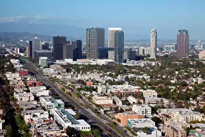 Los Angeles Prints: Santa Monica Blvd and the Century City Skyline in Los Angeles, California