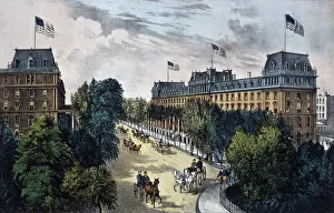 Local Landmark Prints: Saratoga Springs Currier & Ives (1834-1907 American) Color Lithograph Library of Congress