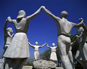 Human Representation Prints: Sardana Dance Monument Montjuic Park Barcelona Spain