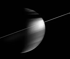 Planetary Science Prints: Saturn's Rings Edge On, with Shadow
