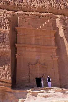Grave Prints: Saudi Arabia, Madain Saleh, Nabataeans Tombs (100 B.C. To 76 A.D.), Tourists