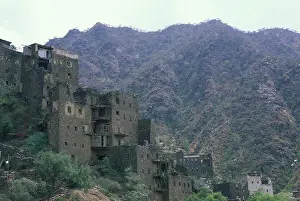 Middle Eastern Prints: Saudi Arabia, Near Abha, Wadi Al Aws, Rijal Alma Village, Old Houses