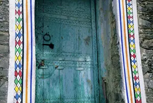 Traditional Prints: Saudi Arabia, Near Abha, Wadi Al Aws, Rijal Alma Village, Old House, Door