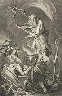 Notes Prints: Saul with the Witch of Endor, the necromancer or witch of Endor is a character in the 1st Book of Samuel of the Bible