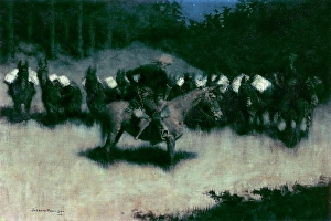 Horseback Prints: Scare In A Pack Train 1908 Frederic Remington (1861-1909 American) Oil on canvas