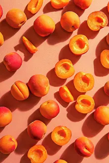 Ingredient Prints: Scattered apricots, whole and halved