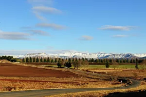 Paved Road Prints: Scenery and Drakensberg Mountains on the P27-3 road near Nottingham Road KwaZulu Natal Midlands
