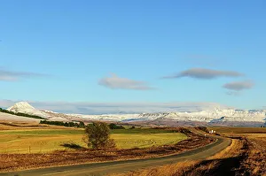 Paved Road Prints: Scenery, Kamberg Mountain and Drakensberg on the P27-3 road near Nottingham Road KwaZulu Natal Midlands