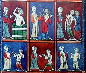 Manuscript Prints: Scenes from the manuscript of Roger of Salerno's work