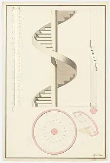 Ansicht Prints: Schlemm K. designs for stairs (without date): spiral staircase: view