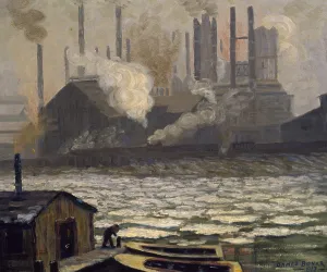 Industry Prints: Schollenberg Rolling Mill Dismantled 1917 James Bonar (1864-1942/Scottish) Oil on canvas Steidle Collection