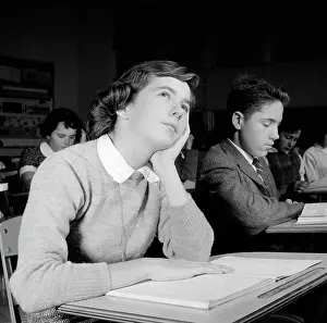 Smart Prints: School girl daydreaming in classroom