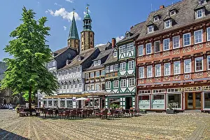 Cafe Prints: Schuhhof with street cafes and half-timbered houses in the old town